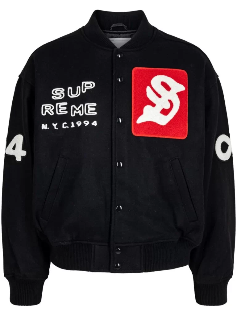 Supreme Tourist Varsity “Black” Jacket: The Ultimate Blend of Streetwear and Classic Style插图